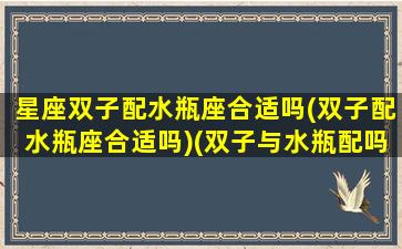 星座双子配水瓶座合适吗(双子配水瓶座合适吗)(双子与水瓶配吗)