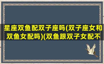 星座双鱼配双子座吗(双子座女和双鱼女配吗)(双鱼跟双子女配不配)