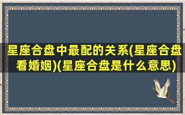 星座合盘中最配的关系(星座合盘看婚姻)(星座合盘是什么意思)