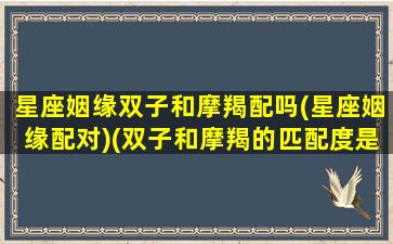 星座姻缘双子和摩羯配吗(星座姻缘配对)(双子和摩羯的匹配度是多少)