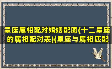 星座属相配对婚姻配图(十二星座的属相配对表)(星座与属相匹配查询)