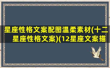 星座性格文案配图温柔素材(十二星座性格文案)(12星座文案描述)