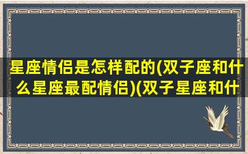 星座情侣是怎样配的(双子座和什么星座最配情侣)(双子星座和什么星座最适合)