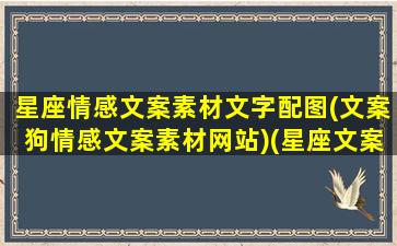 星座情感文案素材文字配图(文案狗情感文案素材网站)(星座文案馆图片)