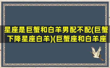 星座是巨蟹和白羊男配不配(巨蟹下降星座白羊)(巨蟹座和白羊座男合适吗)