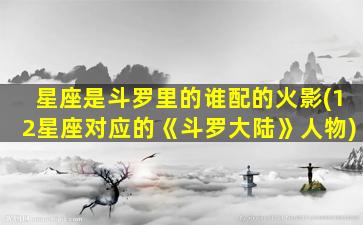 星座是斗罗里的谁配的火影(12星座对应的《斗罗大陆》人物)