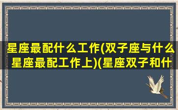 星座最配什么工作(双子座与什么星座最配工作上)(星座双子和什么星座搭)