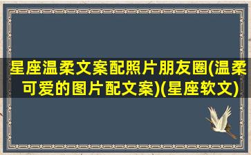 星座温柔文案配照片朋友圈(温柔可爱的图片配文案)(星座软文)