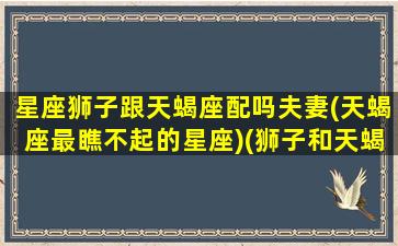 星座狮子跟天蝎座配吗夫妻(天蝎座最瞧不起的星座)(狮子和天蝎星座最配)