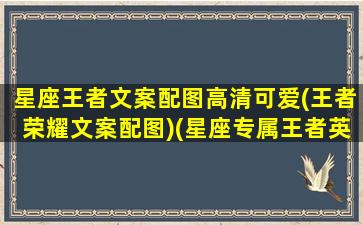 星座王者文案配图高清可爱(王者荣耀文案配图)(星座专属王者英雄)