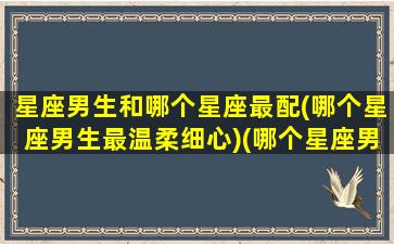 星座男生和哪个星座最配(哪个星座男生最温柔细心)(哪个星座男生最好相处)