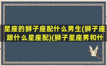 星座的狮子座配什么男生(狮子座跟什么星座配)(狮子星座男和什么星座最配)