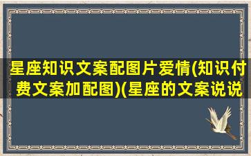 星座知识文案配图片爱情(知识付费文案加配图)(星座的文案说说)