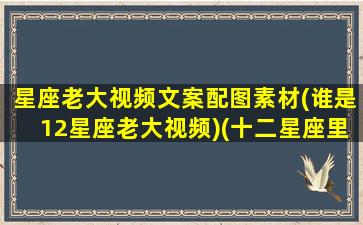 星座老大视频文案配图素材(谁是12星座老大视频)(十二星座里面谁是老大的排序表)