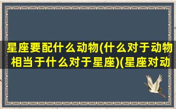 星座要配什么动物(什么对于动物相当于什么对于星座)(星座对动物适用吗)