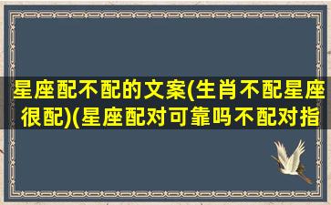 星座配不配的文案(生肖不配星座很配)(星座配对可靠吗不配对指数低能不能在一起)