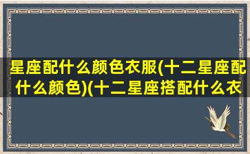 星座配什么颜色衣服(十二星座配什么颜色)(十二星座搭配什么衣服最好看)