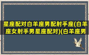 星座配对白羊座男配射手座(白羊座女射手男星座配对)(白羊座男配射手座女合适吗)