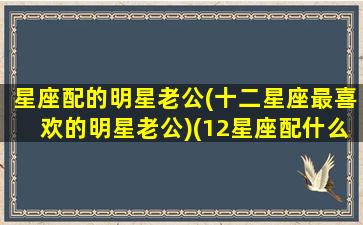 星座配的明星老公(十二星座最喜欢的明星老公)(12星座配什么明星男友合适)