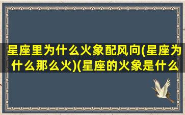 星座里为什么火象配风向(星座为什么那么火)(星座的火象是什么意思)