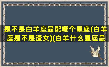 是不是白羊座最配哪个星座(白羊座是不是渣女)(白羊什么星座最配对)