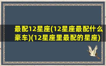 最配12星座(12星座最配什么豪车)(12星座里最配的星座)