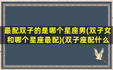 最配双子的是哪个星座男(双子女和哪个星座最配)(双子座配什么星座女孩)