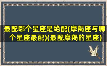 最配哪个星座是绝配(摩羯座与哪个星座最配)(最配摩羯的星座)