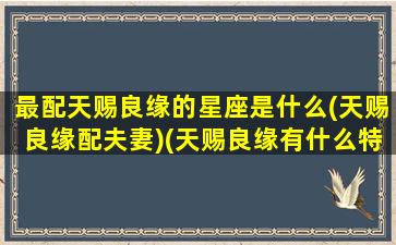 最配天赐良缘的星座是什么(天赐良缘配夫妻)(天赐良缘有什么特征)