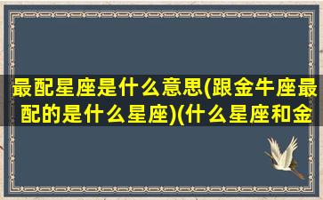 最配星座是什么意思(跟金牛座最配的是什么星座)(什么星座和金牛座最配对)