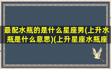 最配水瓶的是什么星座男(上升水瓶是什么意思)(上升星座水瓶座和什么星座最配)