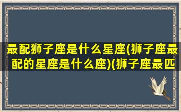 最配狮子座是什么星座(狮子座最配的星座是什么座)(狮子座最匹配的星座是谁)