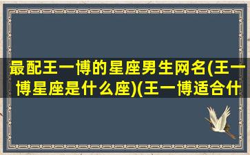 最配王一博的星座男生网名(王一博星座是什么座)(王一博适合什么星座的女生)