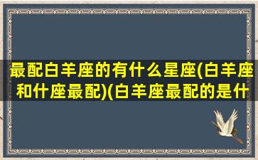 最配白羊座的有什么星座(白羊座和什座最配)(白羊座最配的是什么星座配对)