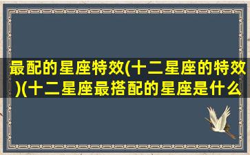 最配的星座特效(十二星座的特效)(十二星座最搭配的星座是什么)