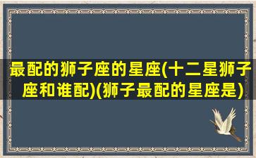 最配的狮子座的星座(十二星狮子座和谁配)(狮子最配的星座是)