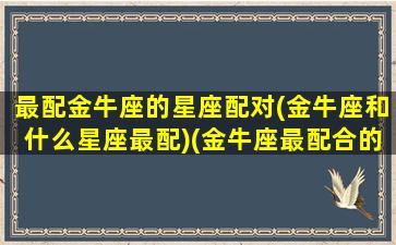 最配金牛座的星座配对(金牛座和什么星座最配)(金牛座最配合的星座)