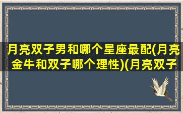 月亮双子男和哪个星座最配(月亮金牛和双子哪个理性)(月亮双子座男生适合什么星座女生)