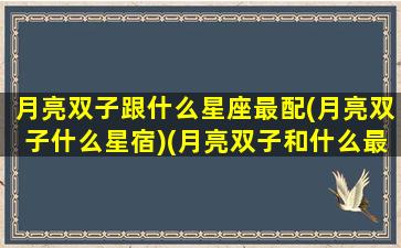 月亮双子跟什么星座最配(月亮双子什么星宿)(月亮双子和什么最配)