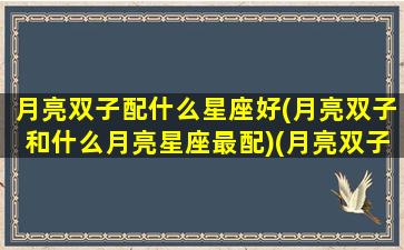 月亮双子配什么星座好(月亮双子和什么月亮星座最配)(月亮双子合得来的月座)