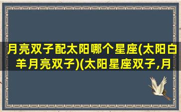 月亮双子配太阳哪个星座(太阳白羊月亮双子)(太阳星座双子,月亮星座白羊)