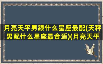 月亮天平男跟什么星座最配(天秤男配什么星座最合适)(月亮天平男喜欢的类型)