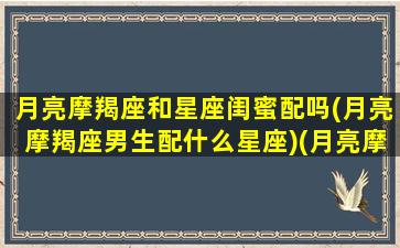 月亮摩羯座和星座闺蜜配吗(月亮摩羯座男生配什么星座)(月亮摩羯座和什么星座最配)