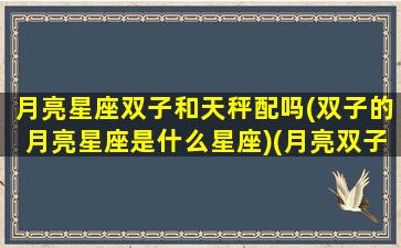 月亮星座双子和天秤配吗(双子的月亮星座是什么星座)(月亮双子和月亮双子爱情)