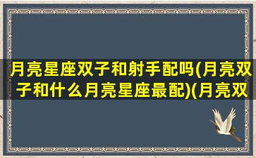 月亮星座双子和射手配吗(月亮双子和什么月亮星座最配)(月亮双子和月亮射手区别)