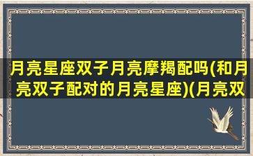 月亮星座双子月亮摩羯配吗(和月亮双子配对的月亮星座)(月亮双子女和月亮摩羯男)