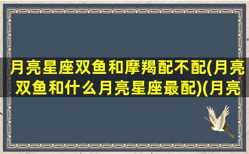 月亮星座双鱼和摩羯配不配(月亮双鱼和什么月亮星座最配)(月亮摩羯和月亮双鱼哪个有城府)