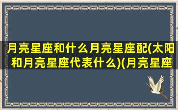 月亮星座和什么月亮星座配(太阳和月亮星座代表什么)(月亮星座对应太阳星座)