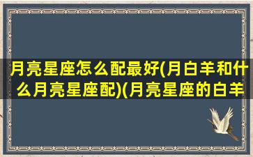 月亮星座怎么配最好(月白羊和什么月亮星座配)(月亮星座的白羊座)