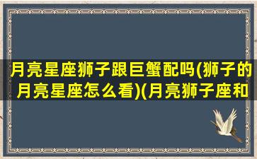 月亮星座狮子跟巨蟹配吗(狮子的月亮星座怎么看)(月亮狮子座和月亮巨蟹座)